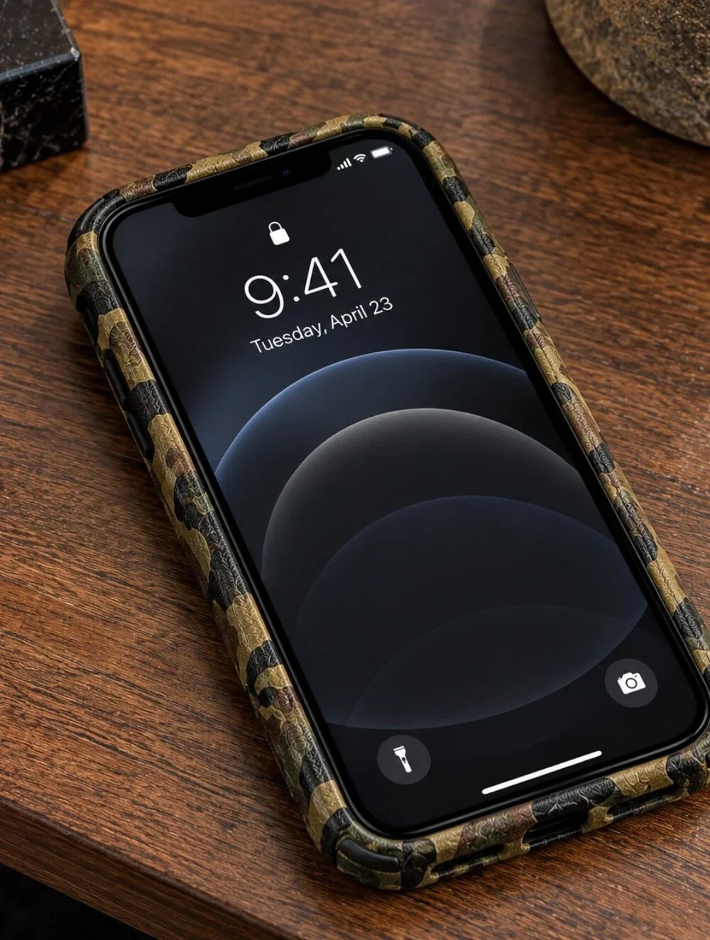 Apple Camo Phone Case in Olive, Black & Brown